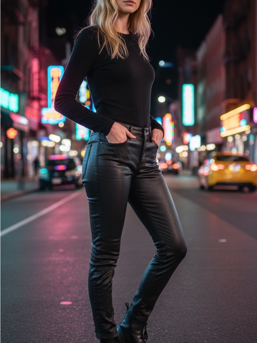 AG Adriano Goldschmied 26R Black Skinny Leather-Look Pants
